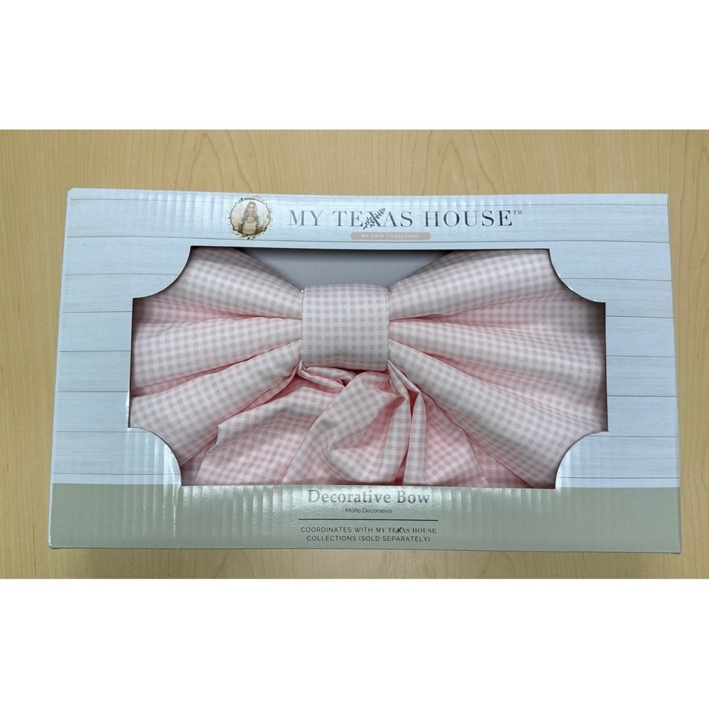 Viral!! My  Texas House Pink Bow Oversized Gingham Decorative Bow Pink‎ 24"x48"